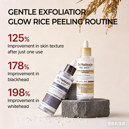 Dr.Melaxin Peel Shot Glow Rice Peeling Ampoule Duo DailySoft Exfoliating Face and Body Scrub Dead Skin CellsBlackhead Remover for All Skin Types korean skin care