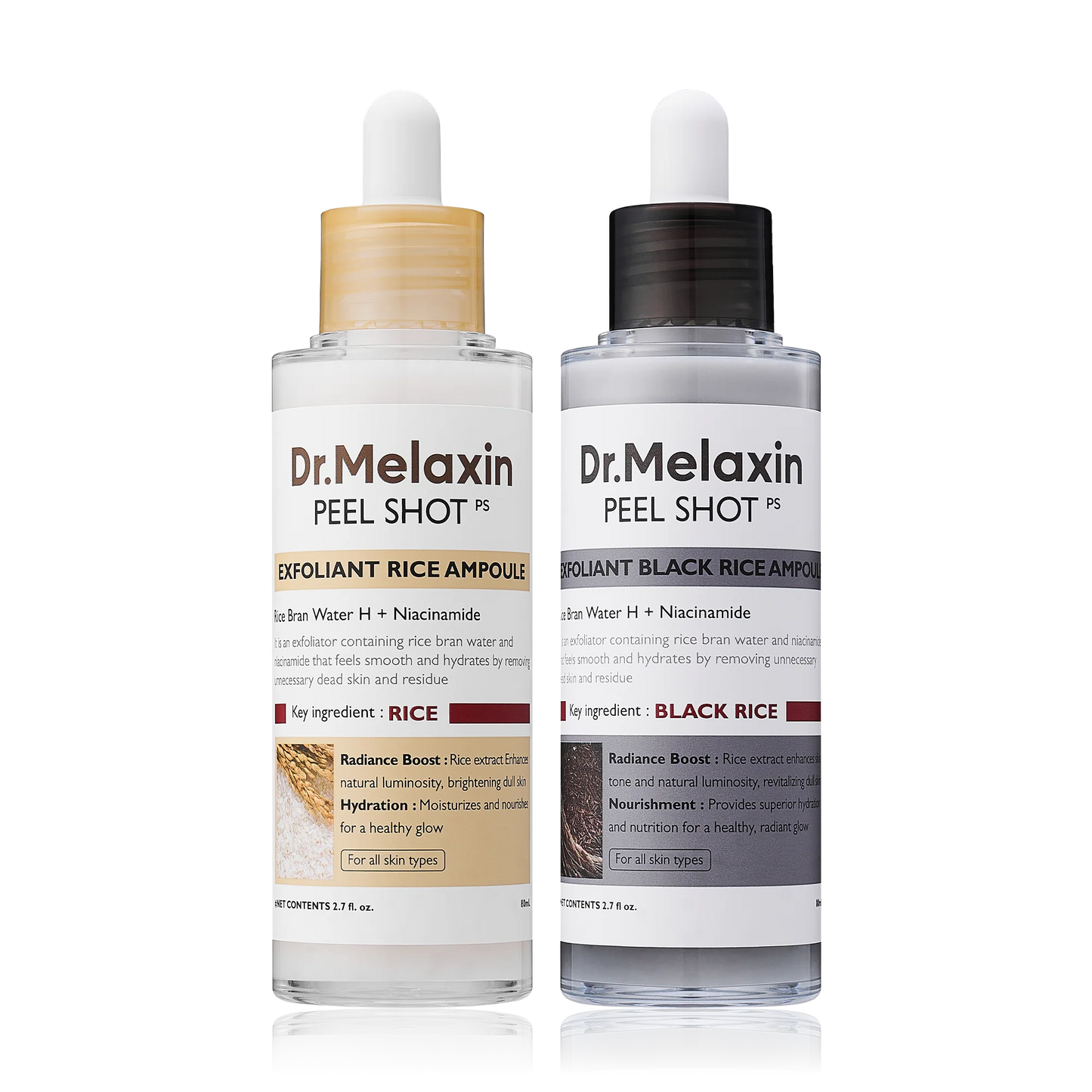 Dr.Melaxin Peel Shot Glow Rice Peeling Ampoule Duo DailySoft Exfoliating Face and Body Scrub Dead Skin CellsBlackhead Remover for All Skin Types korean skin care