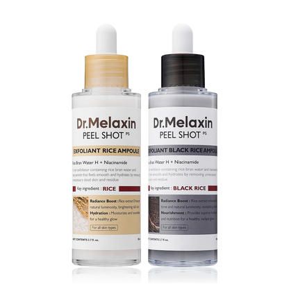 Dr.Melaxin Peel Shot Glow Rice Peeling Ampoule Duo DailySoft Exfoliating Face and Body Scrub Dead Skin CellsBlackhead Remover for All Skin Types korean skin care