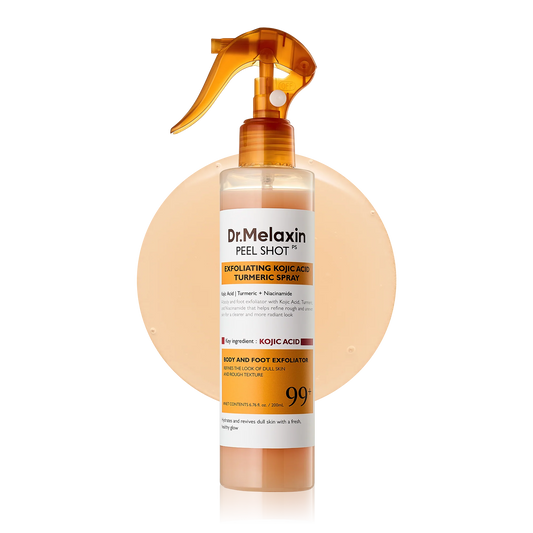 Dr.Melaxin Body Keratin Care Kojic Acid Turmeric Spray with AHA & PHA, Gentle Body Brightening & Exfoliating Peeling Solution for Dead Skin Cells & Texture, Korean Skincare, 6.76 fl.o