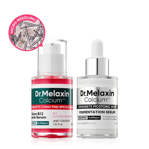 Dr.Melaxin Lumi firm & lift Duo | Korean facial Collagen Firming serum plumping skin & tightening refines skin repair density | Cyano Pink Spicule Serum + Picotonic Shot Ampoule