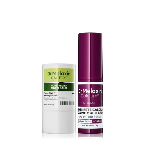 Dr.Melaxin Cactox & Calcium Multi Balm Pore Firming Duo with Cactus Cooling & Eye Care Stick for Visible Pore Refining and Skin Repair