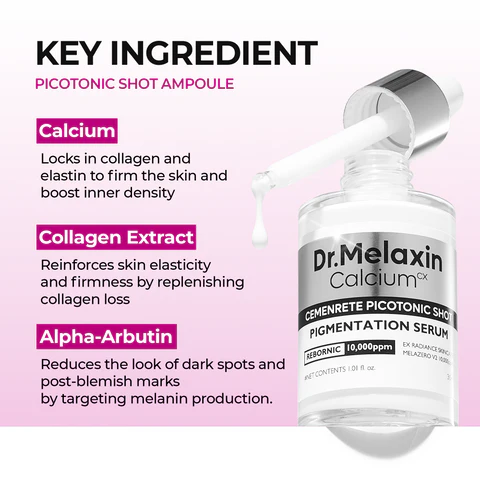 Dr.Melaxin Lumi firm & lift Duo | Korean facial Collagen Firming serum plumping skin & tightening refines skin repair density | Cyano Pink Spicule Serum + Picotonic Shot Ampoule