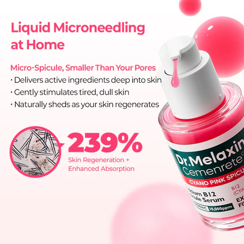 Dr.Melaxin Lumi firm & lift Duo | Korean facial Collagen Firming serum plumping skin & tightening refines skin repair density | Cyano Pink Spicule Serum + Picotonic Shot Ampoule